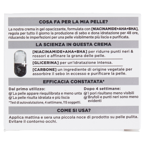 Garnier PureActive Air Cream AHA+BHA con Carbone - Crema Opacizzante Leggera 50 ml